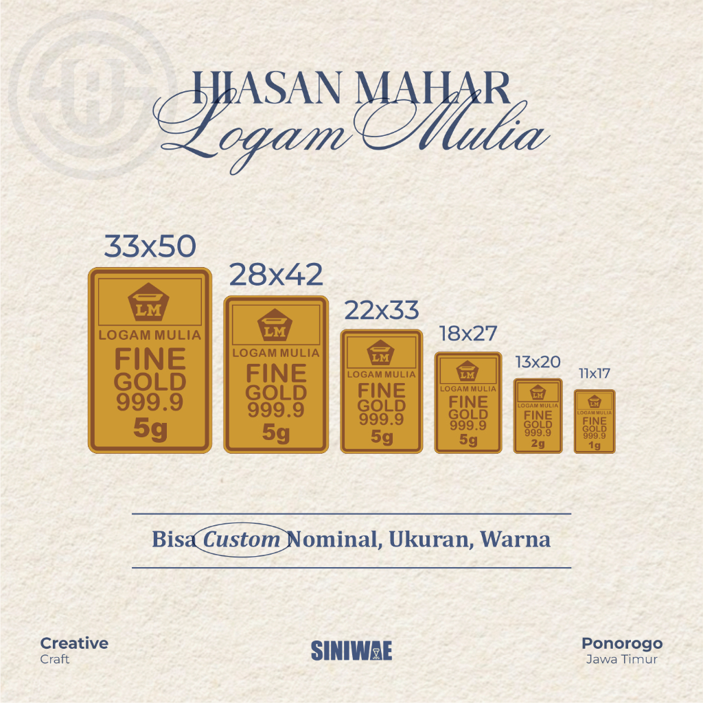 Mainan Logam Mulia Emas Antam LM Akrilik Gold Acrylic Mirror Hiasan Dekorasi Mahar
