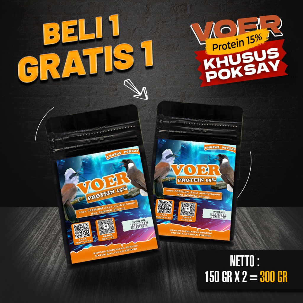 BELI 1 GRATIS 1 MAKANAN BURUNG POKSAY | VOER BURUNG POKSAY | VOER HARIAN | VOER NUTRISI KOMPLIT | JO