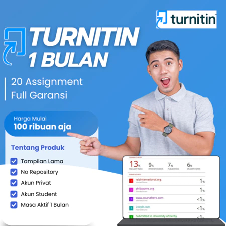 Akun Cek Turnitin | Akun Cek Plagiasi | No repository | 1 Bulan | Full garansi | Akun Turnitin Murah