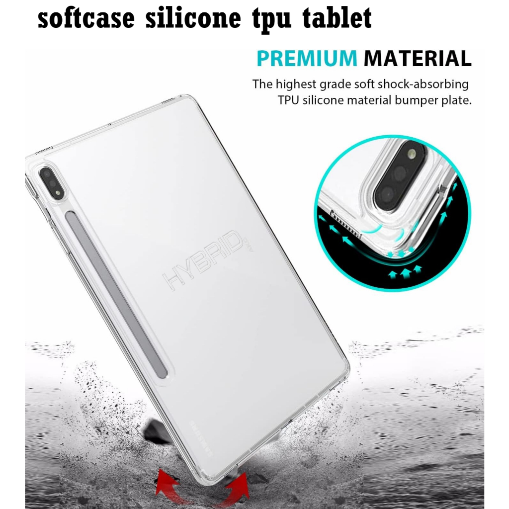 Casing Samsung Tab S7+/S9+(S7FE) / Samsung Tab S9+/S10+ Ultrathin Silicon Jelly Case Silikon Casing 