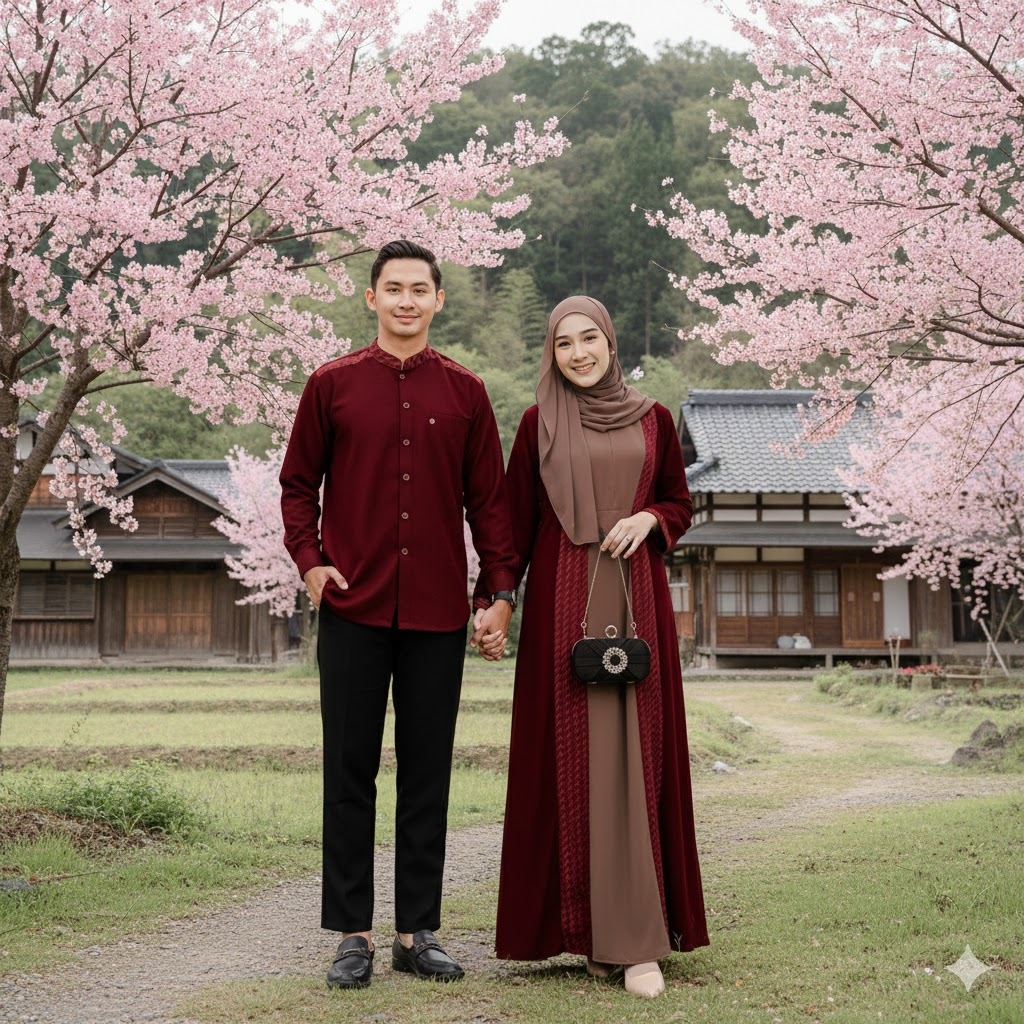 YUMNA COUPLE MAROON ORIGINAL BY SILMI FASHION WARNA MERAH MARUN MIX COKLAT BROWN MOCCA BAHAN KATUN J