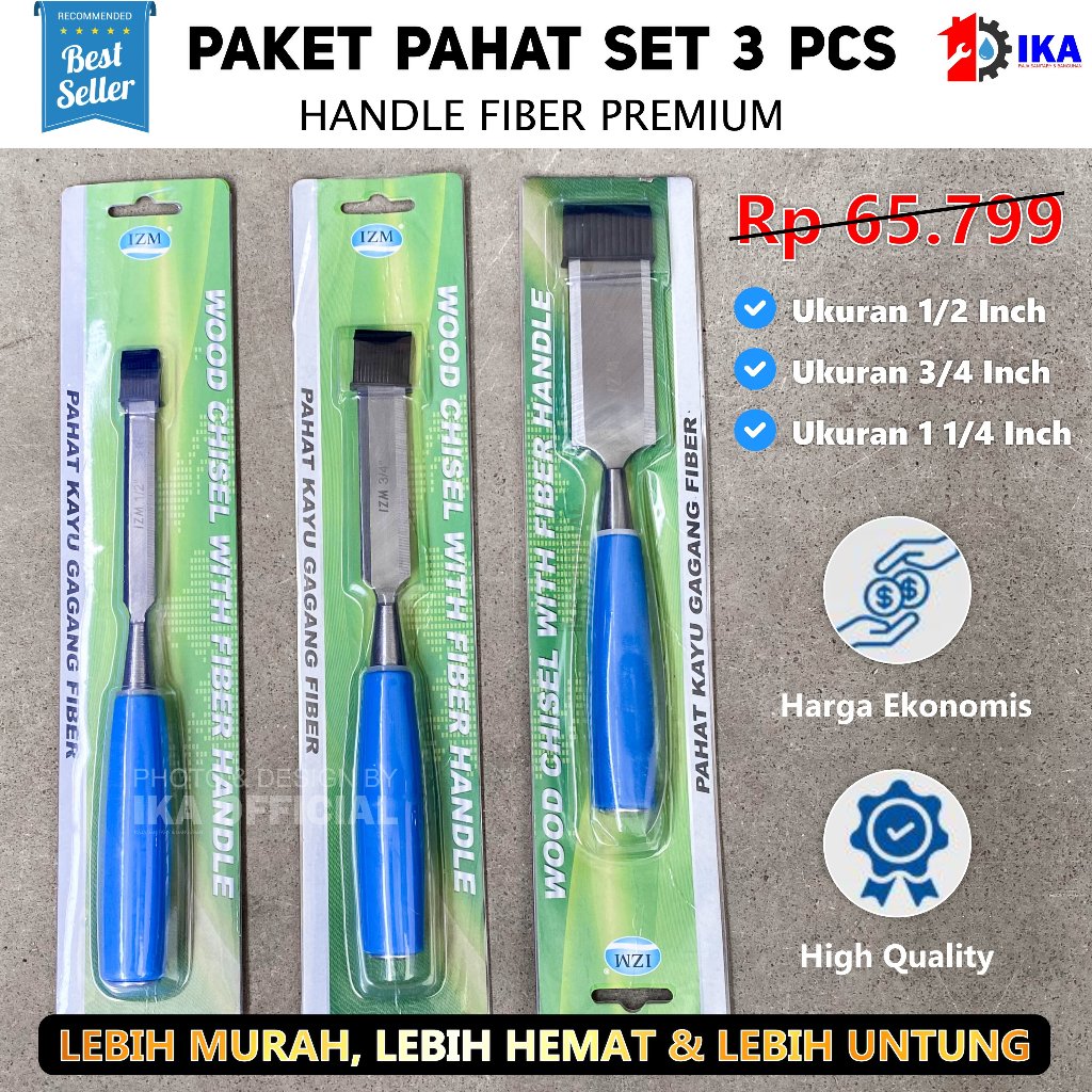 (COD) Paket Pahat Kayu 3 Set Gagang Fiber Super Tajam / Pahat kayu set asli 3pcs ( 1/2" , 3/4" & 1 1