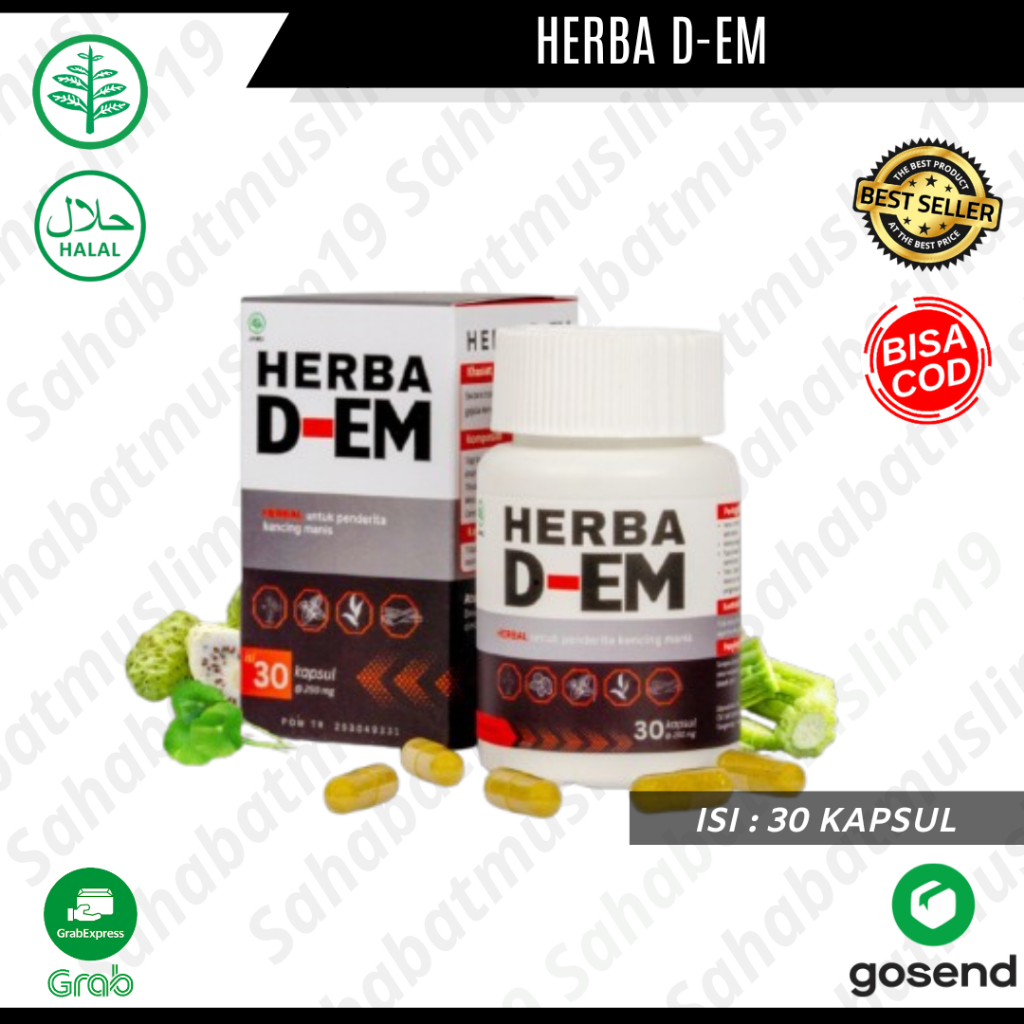 Kapsul Herba D-EM Suplemen Menurunkan Kadar Gula Darah Diabetes Isi 30 Kapsul Asli Original