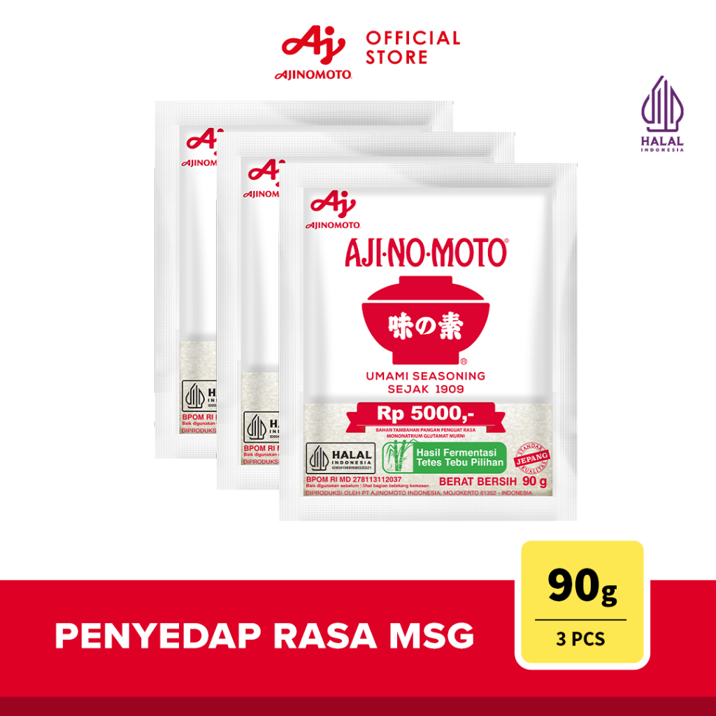 AJI-NO-MOTO® Penyedap Rasa MSG Ajinomoto 90g  (3 pcs)