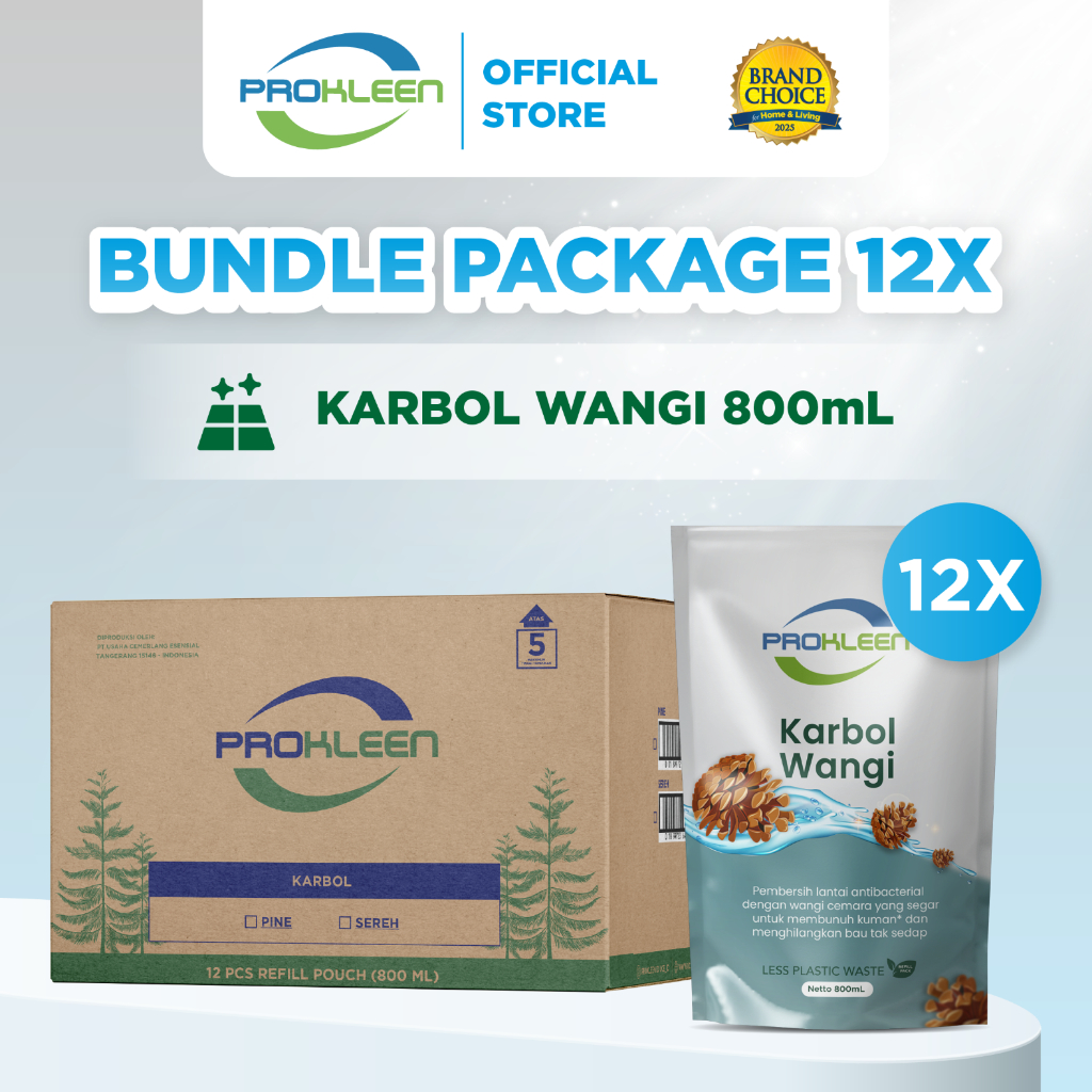 [BUNDLE] Karbol Antibacterial Wangi Pine/Cemara PROKLEEN 800mL - 12pcs