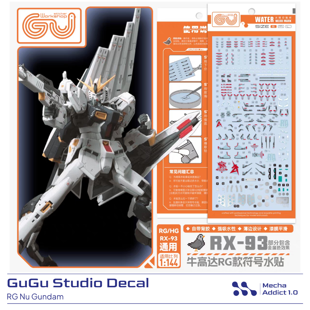 Water Slide Decal RG Nu Gundam by GUGU