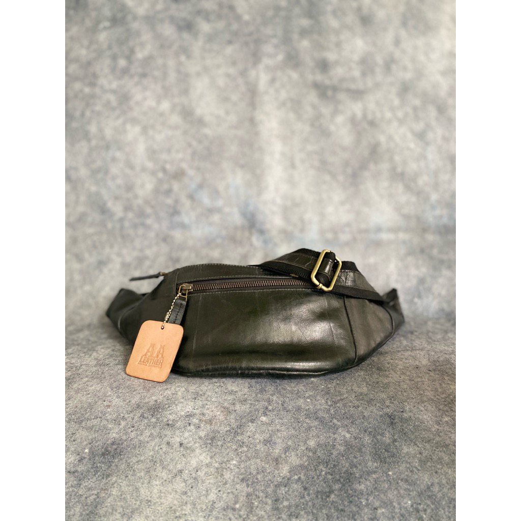 AA LEATHER waistbag/Tas kompek pria kulit miling