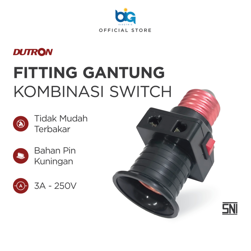 DUTRON Fitting Lampu Kombinasi + Saklar / Fitting Gantung Kombinasi Switch