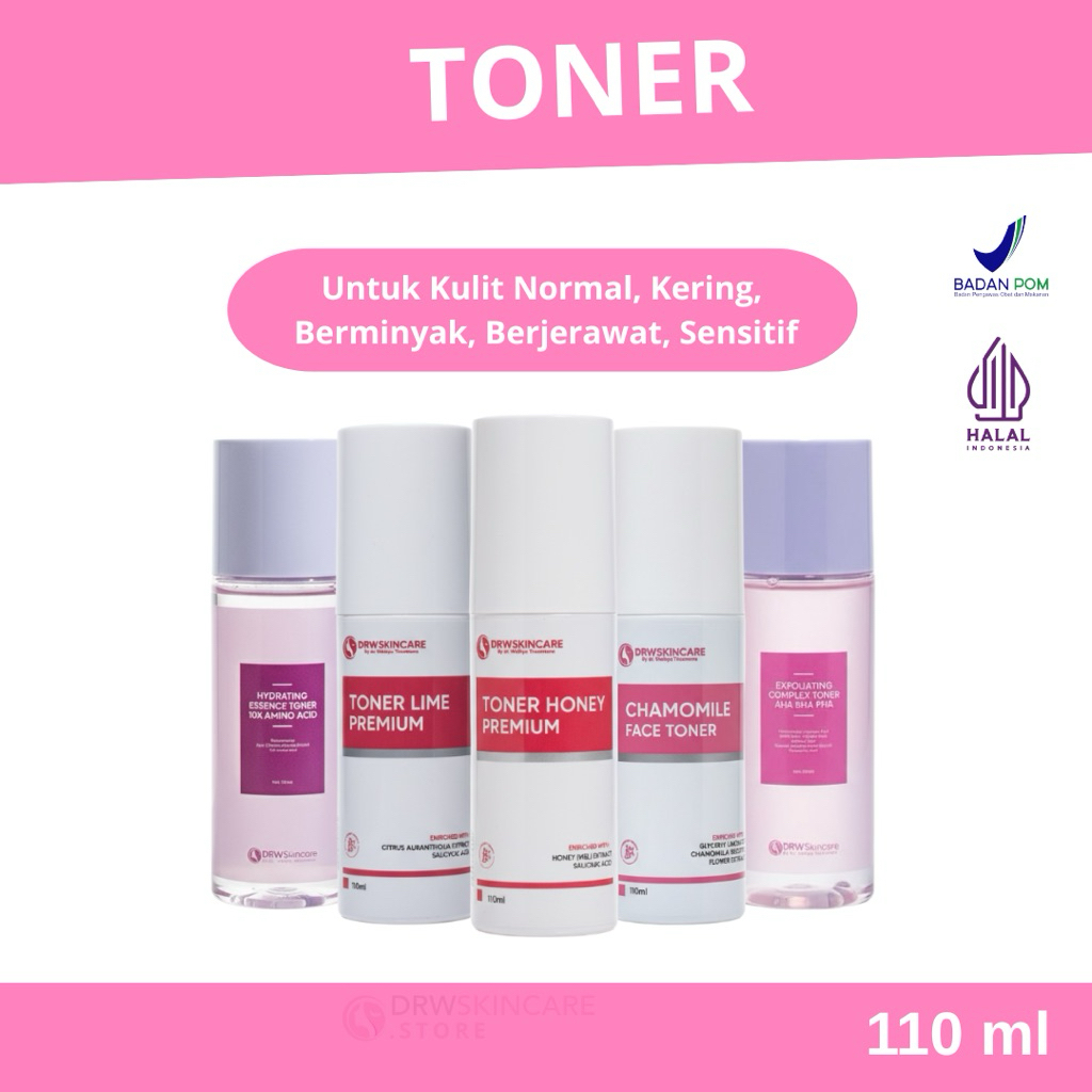 DRW Skincare Toner Wajah (Kulit Normal, Berminyak, Sensitif) 110 ml, 63 ml