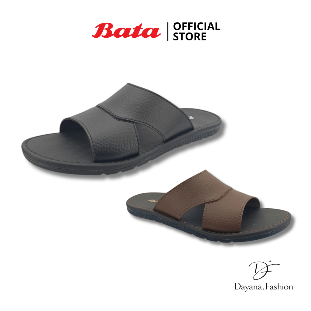 Sandal Bata Sandal Kulit Pria Skip-20 Slop Sandal Kulit Sintetis Pria Nyaman Original