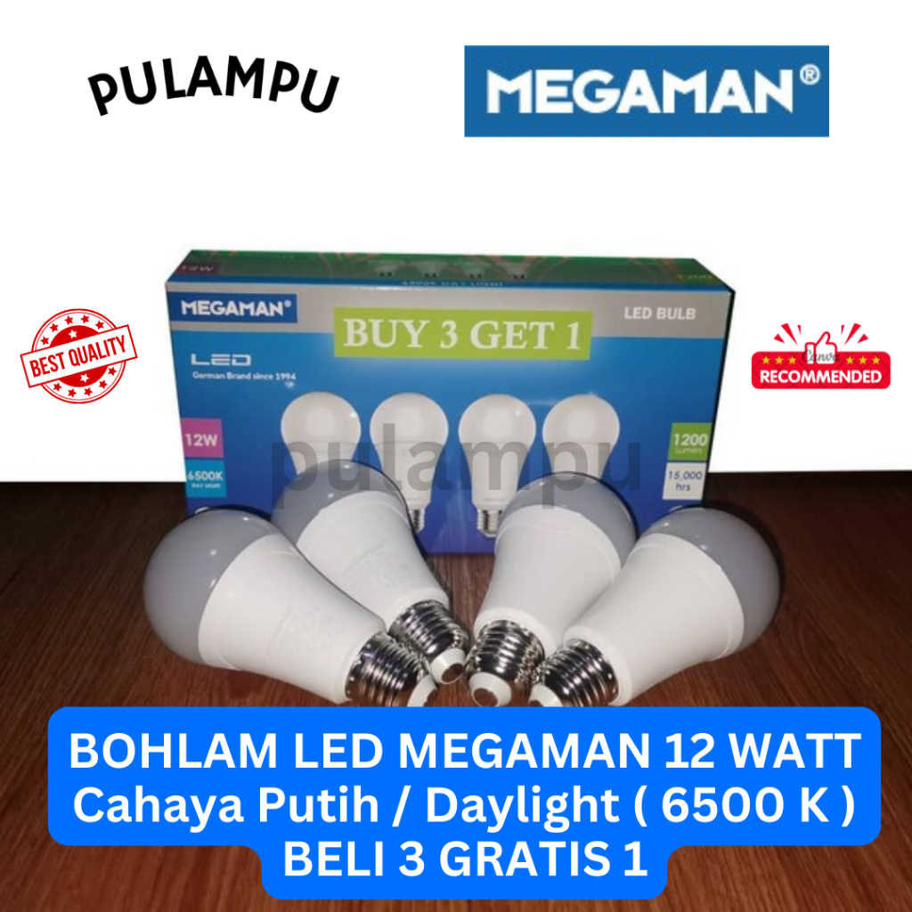 Lampu LED A-Bulb Multipack MEGAMAN 12W E27 4PK 170-240V 6500K/Putih