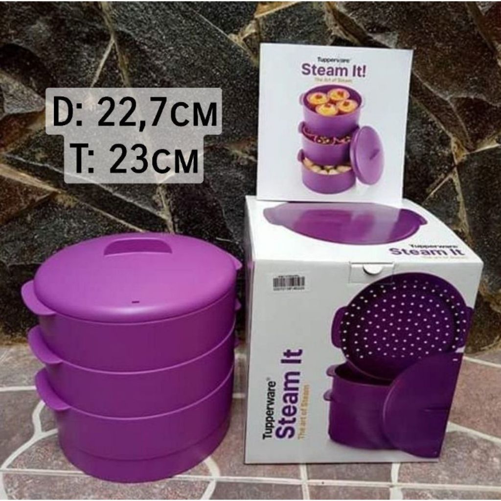kukusan steamit ungu susun 3 kukusan ungu Tupperware