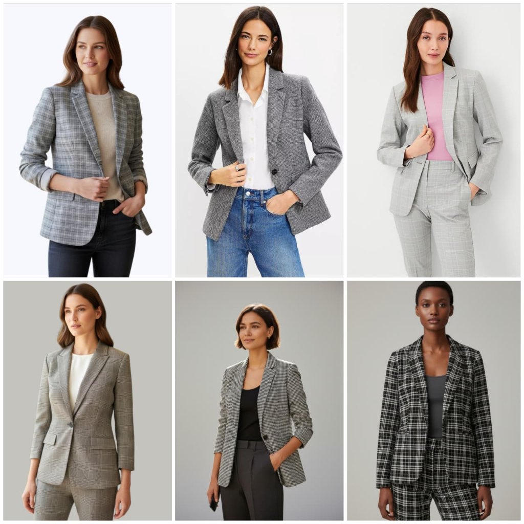 Blazer Ann taylor LOFT Notched and Plaid one Button Blazer