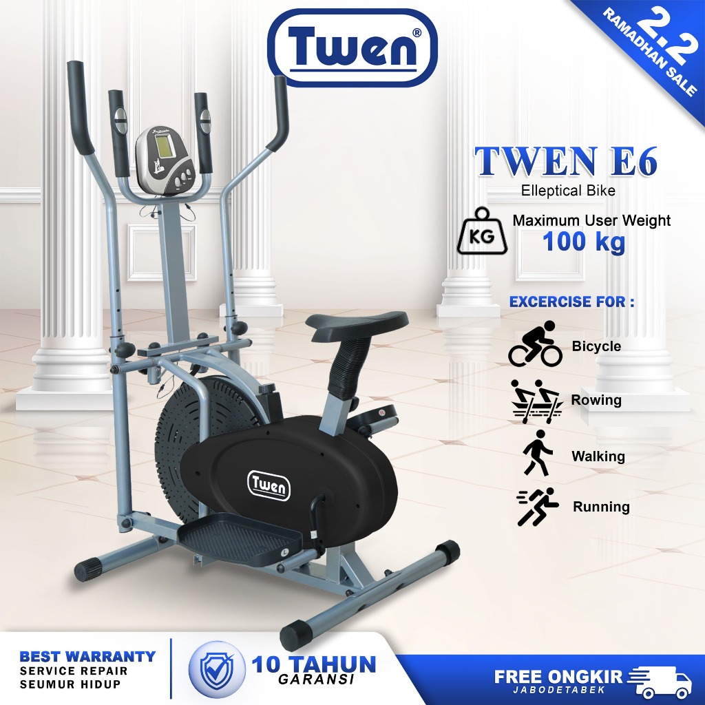 TWEN E6 Orbitrack Tracer Elliptical Bike Sepeda Fitness Sepeda Statis