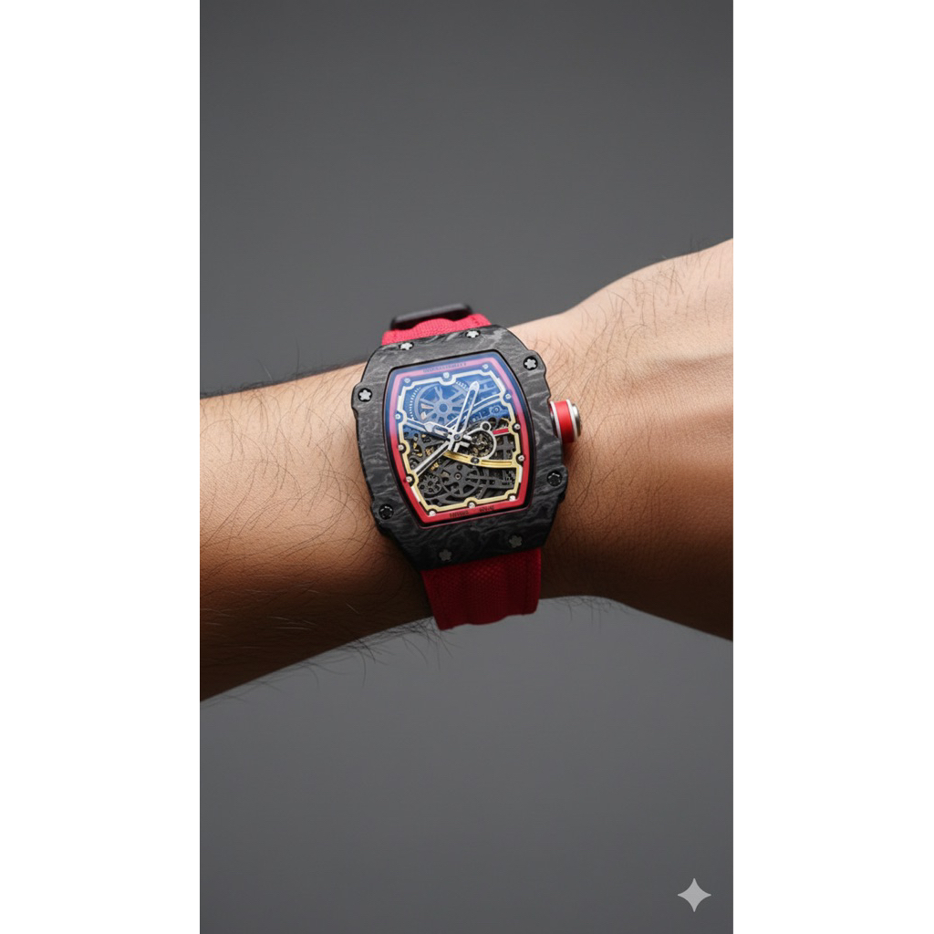 Jam tangan rm batrai kanvas merah kondisi baru