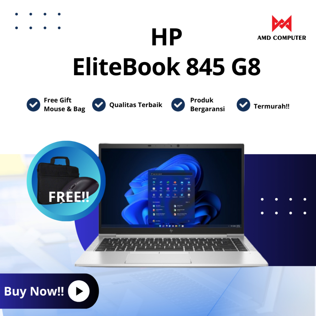 Sale Laptop HP Eltebook 845 G8 RYZEN 5 RAM 8GB/256GB SSD - Bergaransi