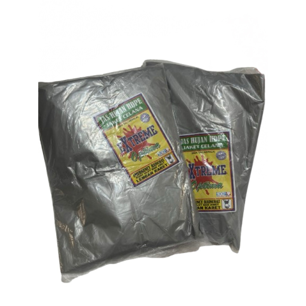 Jas Hujan Plastik SETELAN LENGAN KARET Warna Abu/Silver