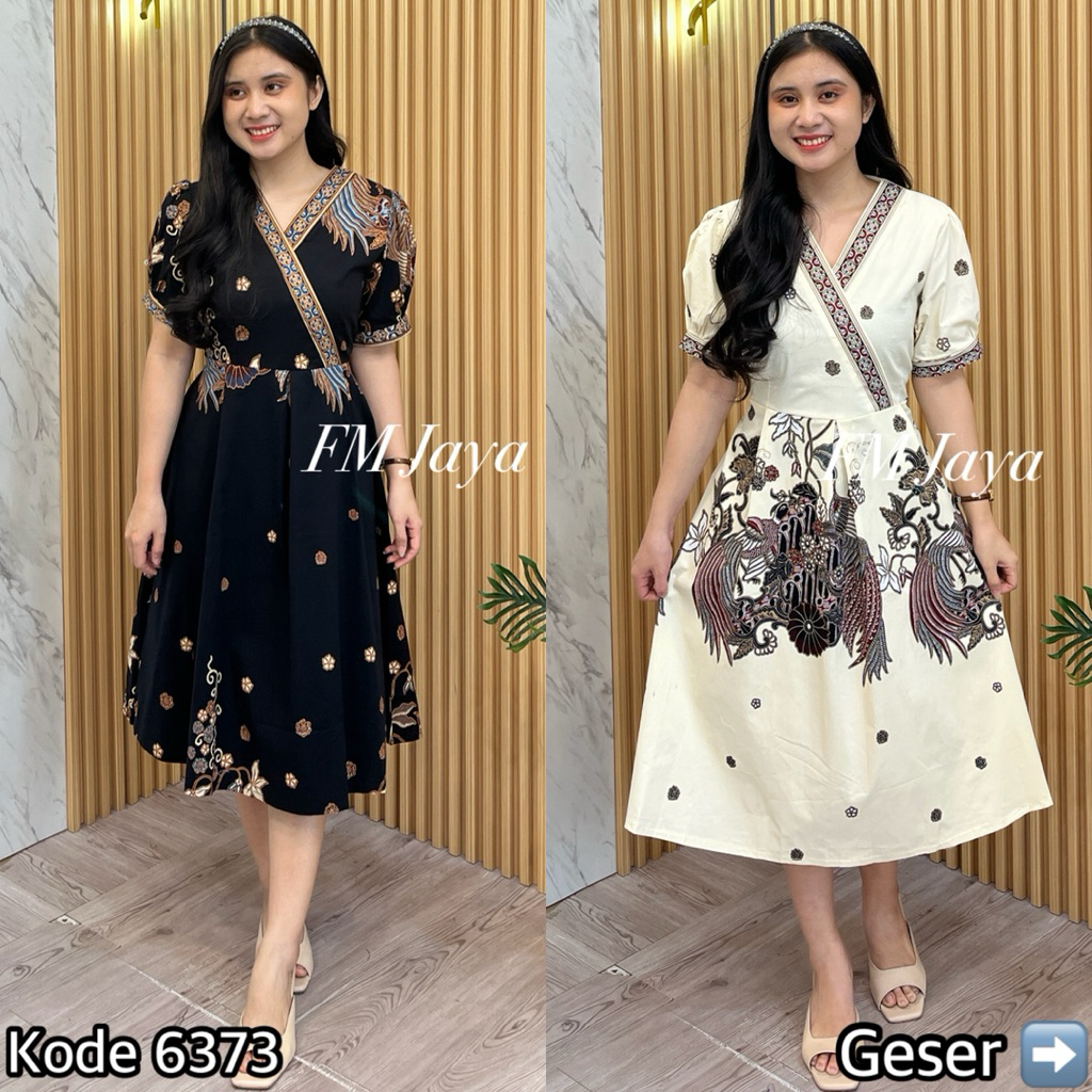DRESS BATIK WANITA 6373 || DRESS BATIK || GAUN PESTA WANITA