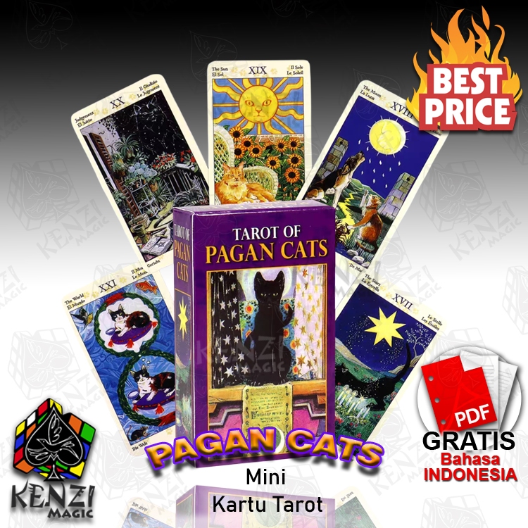 Kartu Tarot Pagan Cats Mini Tarot Deck Ramalan