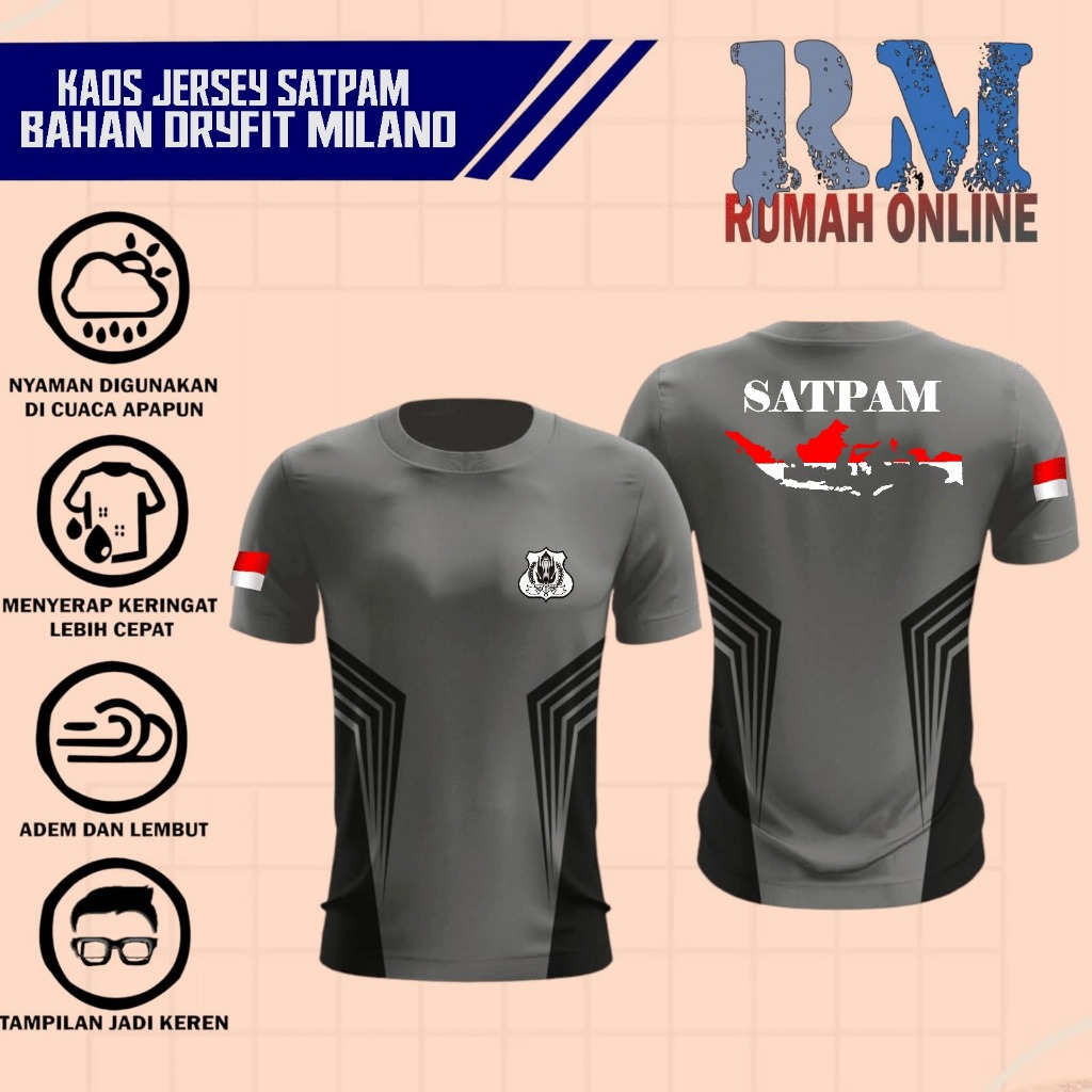 Kaos Satpam Security /kaos security bahan dryfit milano bisa cod