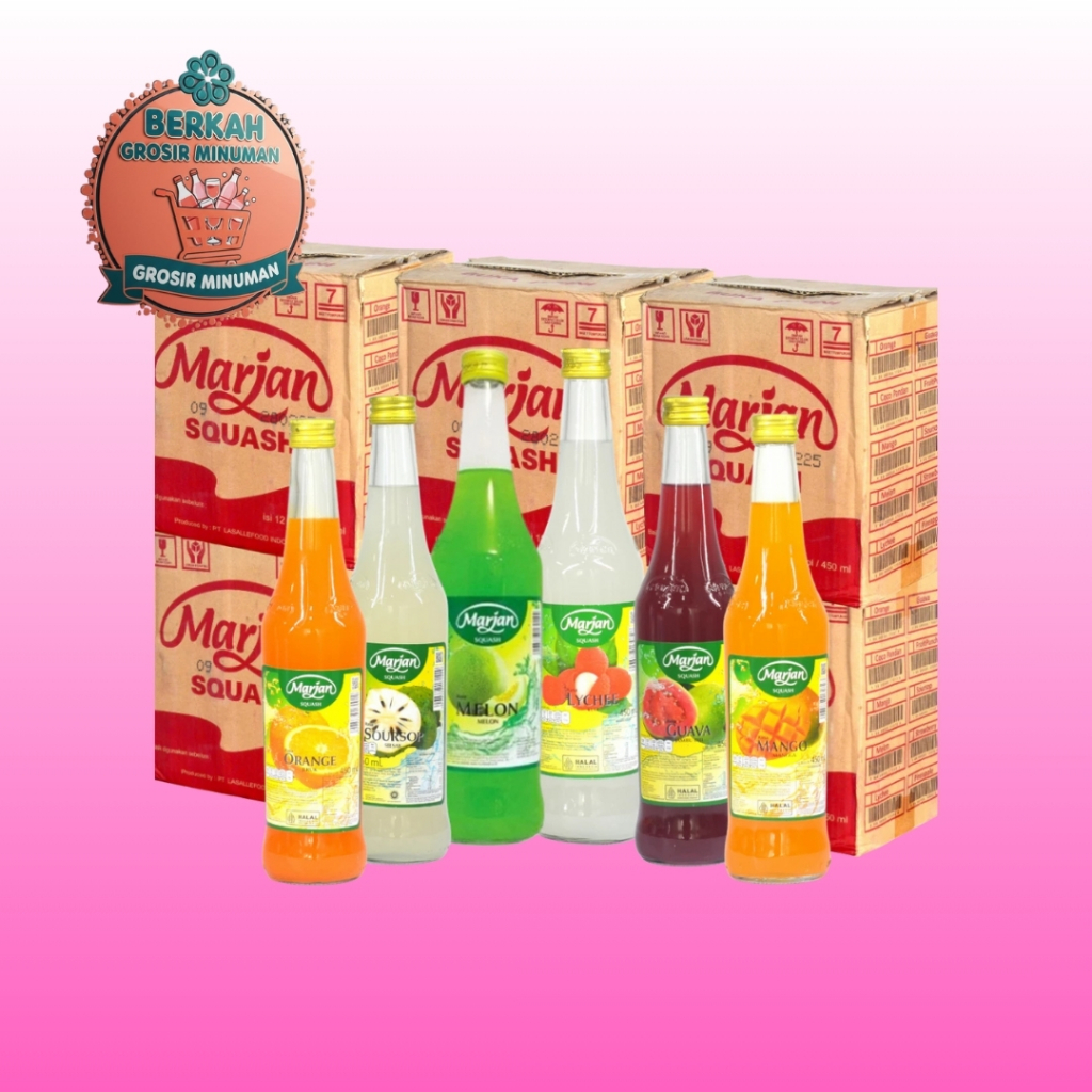 Marjan Squash Syrup 400 - 425 ml 9 Rasa – Sirup Jeruk, Leci, Stroberi, Melon, Mangga, Jambu, Sirsak