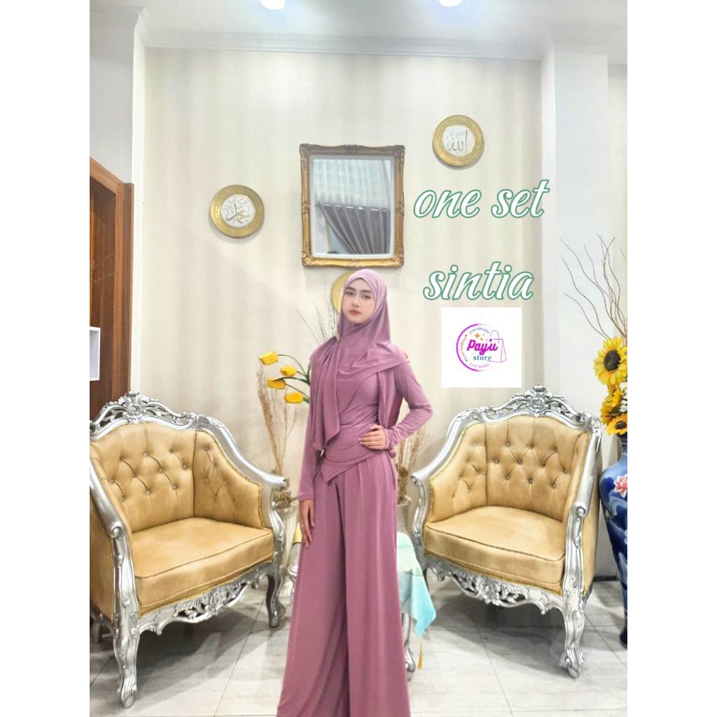 baju wanita korea styel  setelan one set sintia gratis hijab