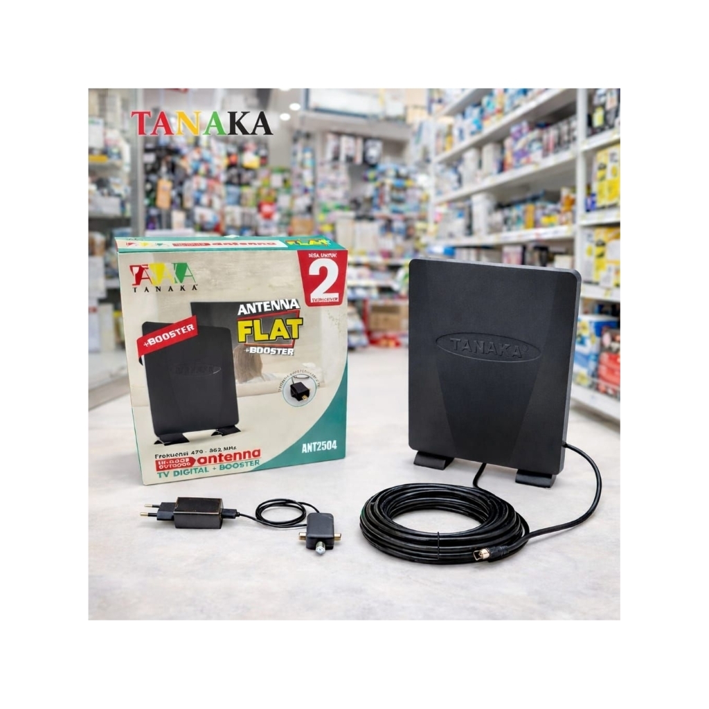 TANAKA ANT2503 ANTENA TV DIGITAL LCD LED TV STB ANTENA INDOOR OUTDOOR PLUS BOOSTER ORIGINAL