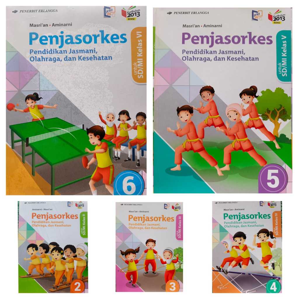 buku penjasorkes pjok Penerbit Erlangga pjok kelas 2, 3, 4, 5, 6