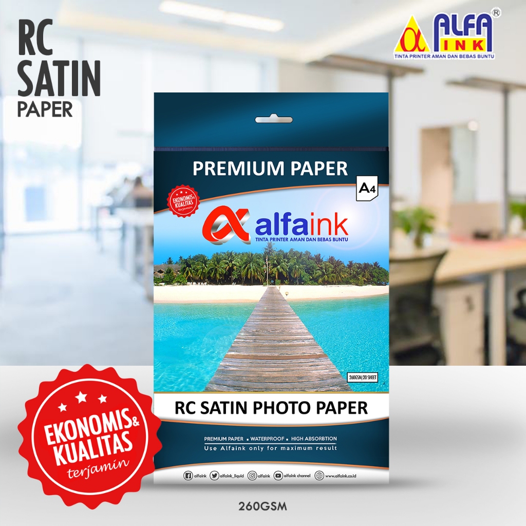 RC SATIN PHOTO PAPER A4 KERTAS FOTO / KERTAS FOTO BERTEKSTUR KULIT JERUK 260 GSM / ALFAINK