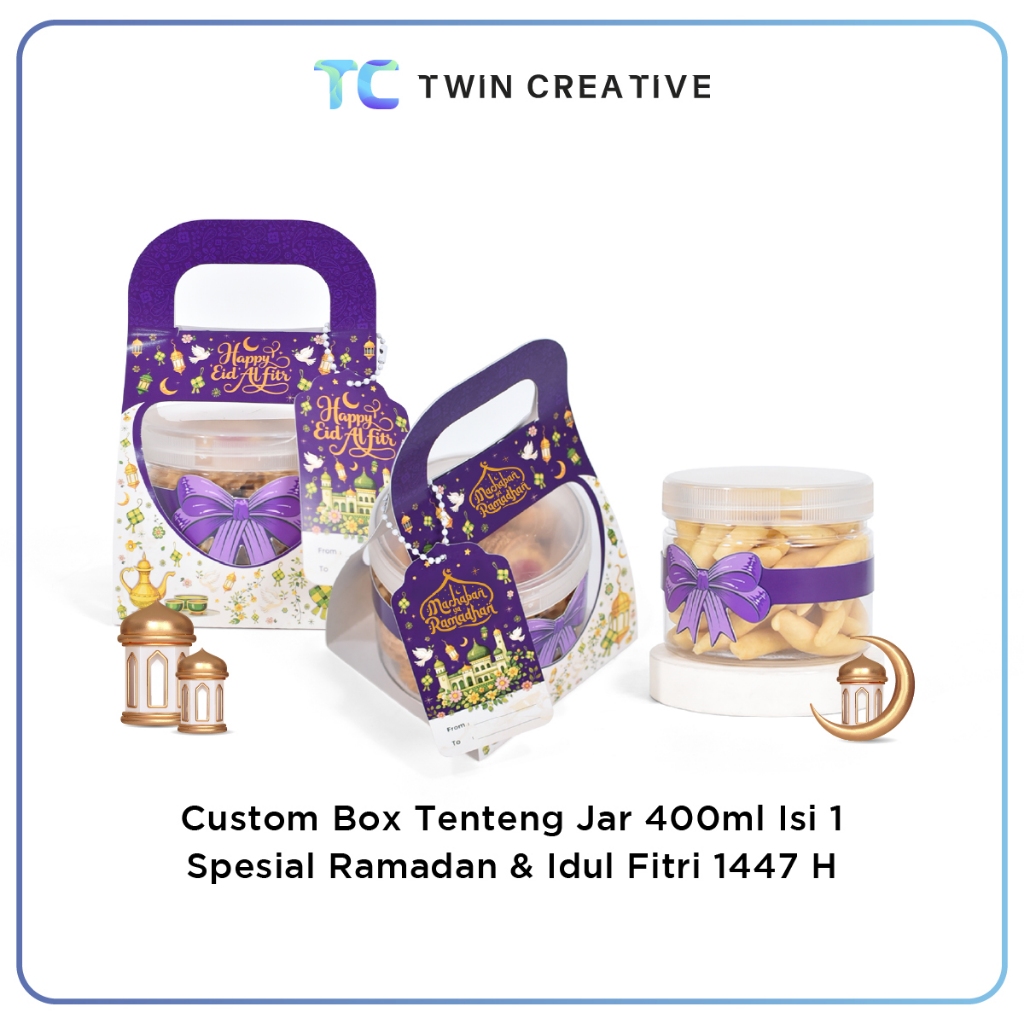 Custom Packaging Box Toples Kue Kardus Hampers Lebaran Kotak Kue - Box Tenteng Jar 400 Ramadhan Isi 