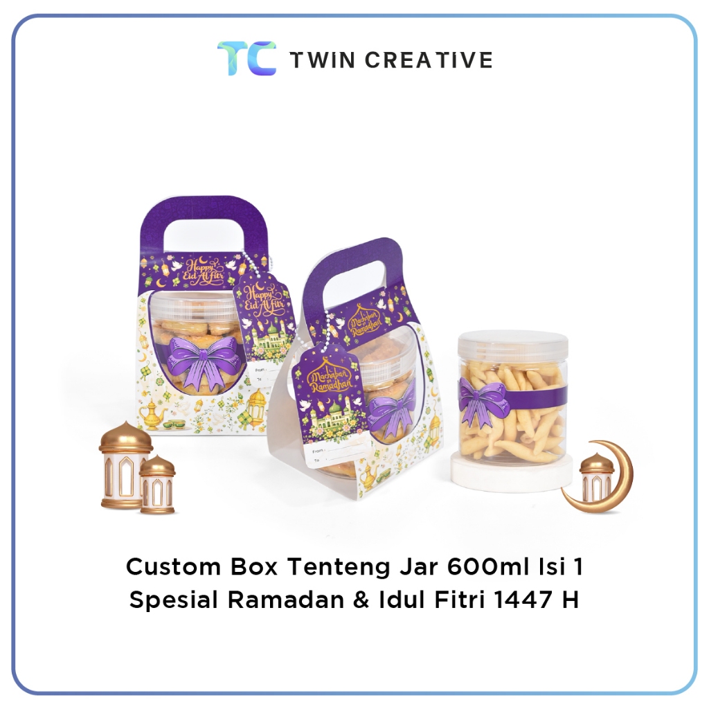 Custom Packaging Box Toples Kue Kardus Hampers Lebaran Kotak Kue - Box Tenteng Jar 600 Ramadhan Isi 