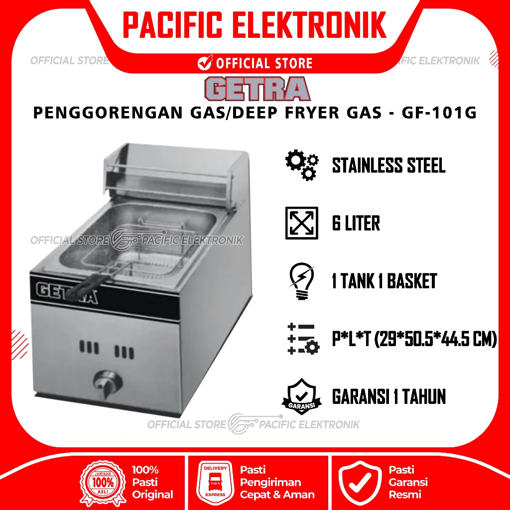 Penggorengan Gas / Deep Fryer Gas GETRA 6 Liter GF-101G / GF101G
