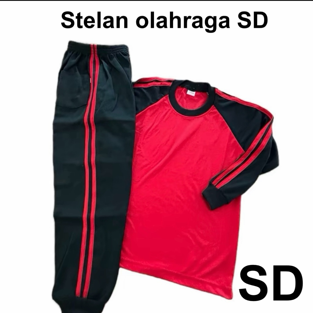 Seragam Olahraga Anak SD panjang - Merah Hitam