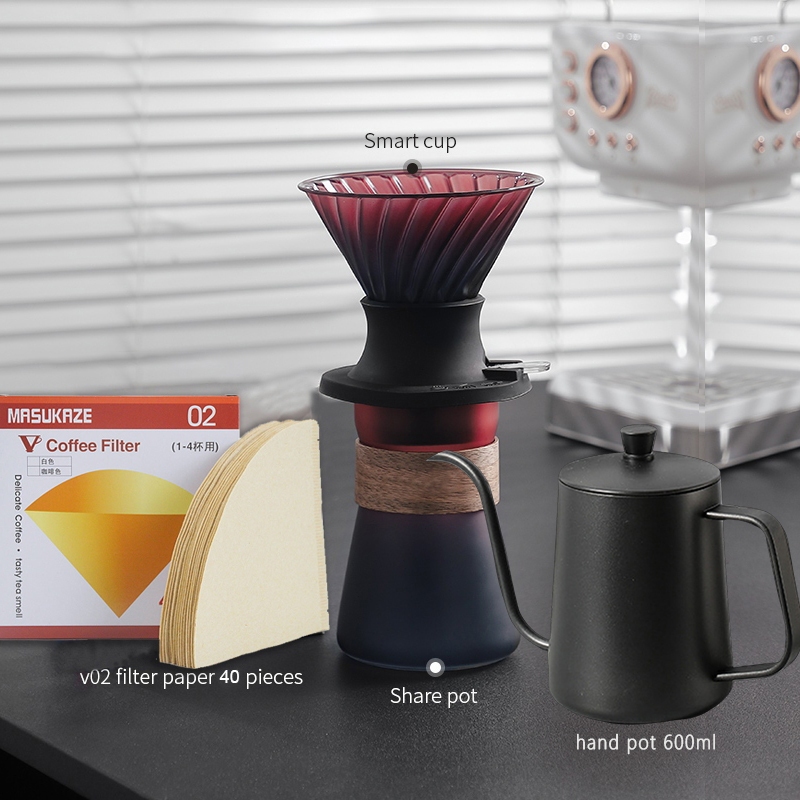 Teko Kopi Kaca Borosilikat 500ML V60 Set Dripper Teko Berbagi Filter Kopi V60 Teko Kopi Cangkir Teh 