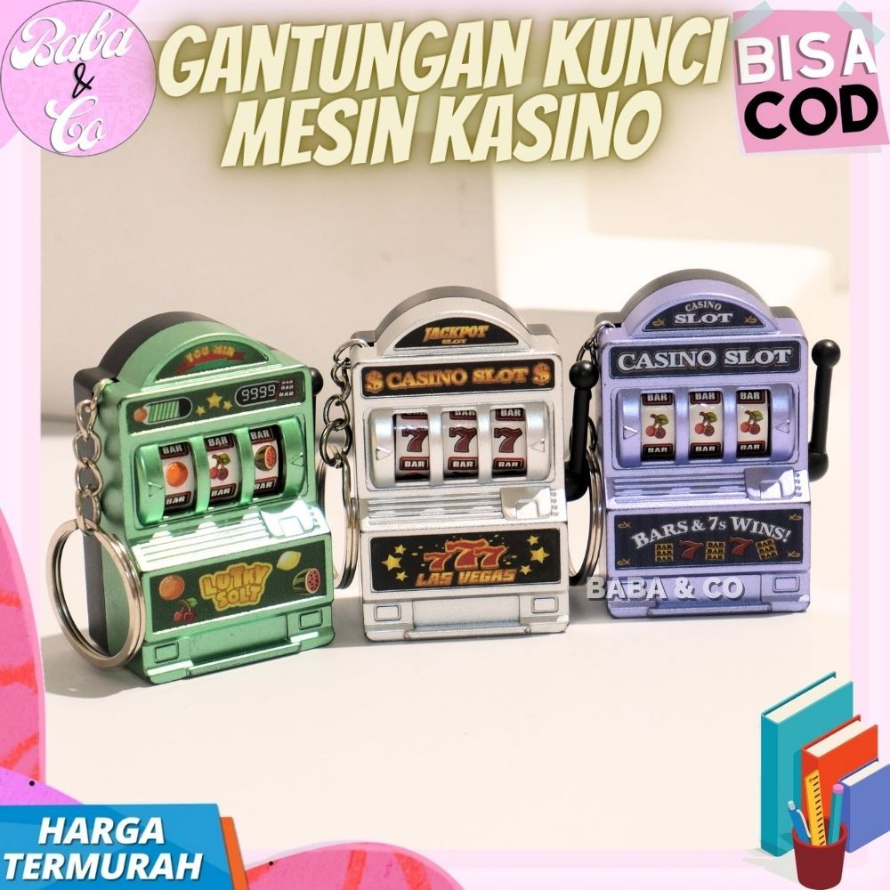 GANTUNGAN KUNCI MESIN KASINO LUCU UNIK KEYCHAIIN CASINO MACHINE MINI GANTUNGAN KASINO SLOT KEYCHAIN 