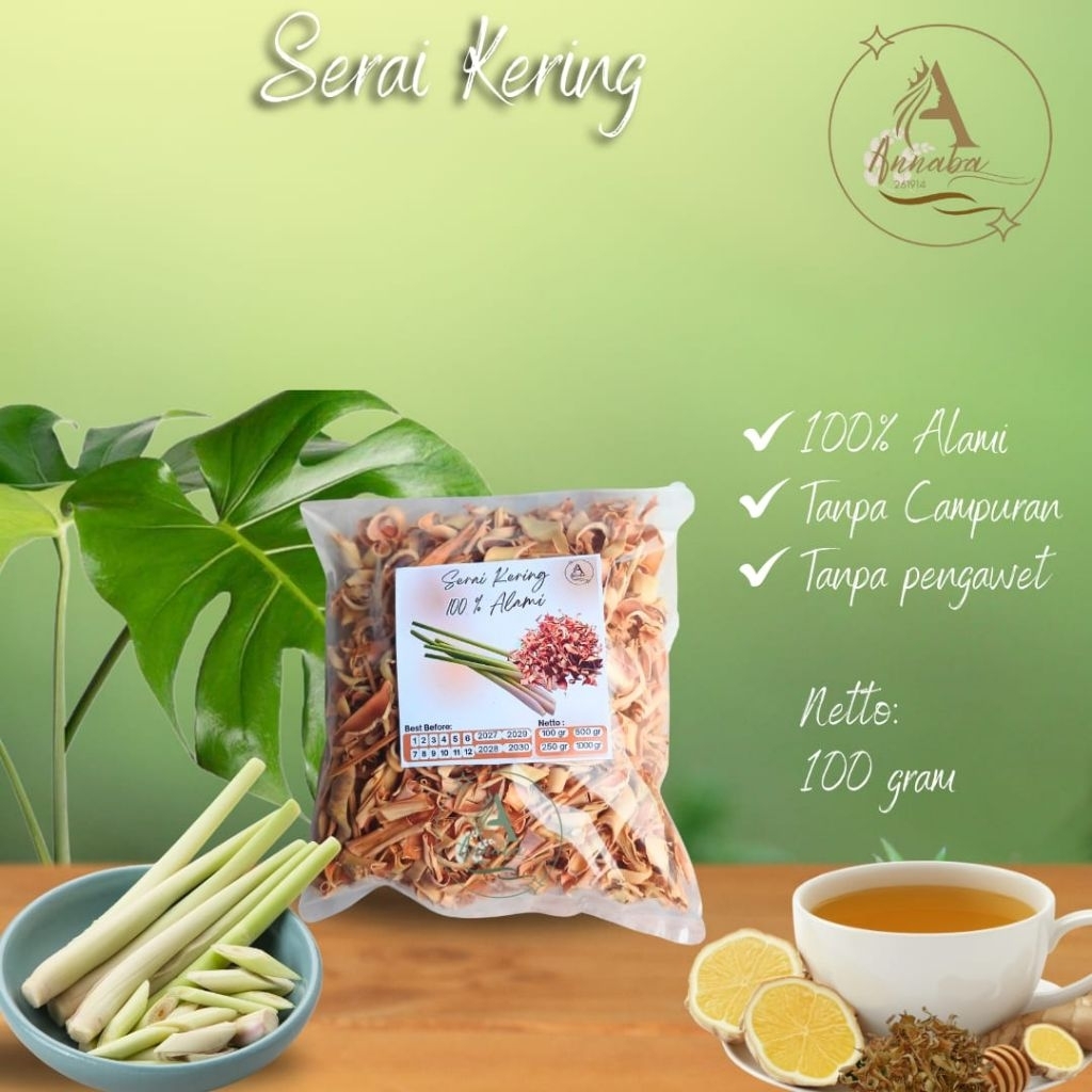 sereh rajang kering 100 gr/ serai rajang kering bonggol kualitas  super