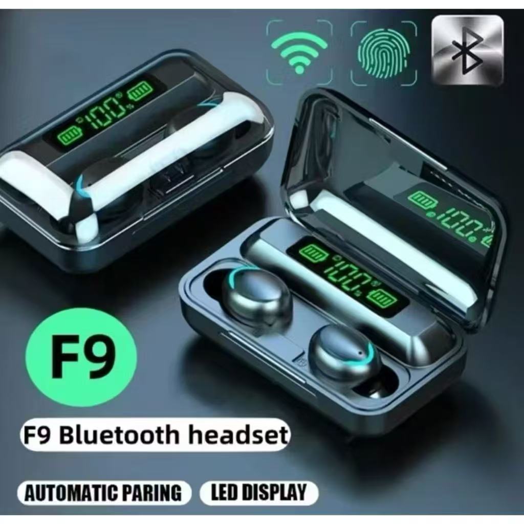 Headset Bluetooth TWS EARPHONE F9-5 Digital Indicator V5.1 BLUETOOTH Wireless