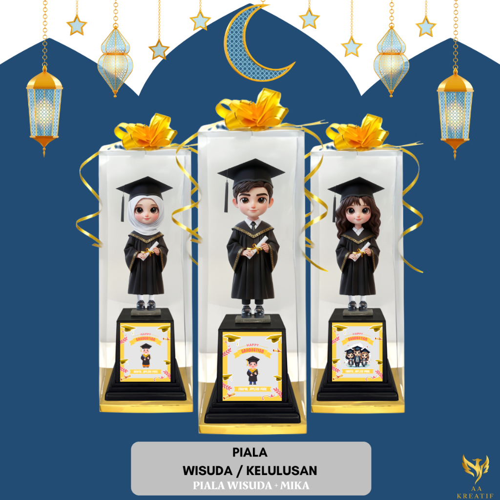 Piala Wisuda Custom Stiker Anak Sekolah Paud TK SD Plakat Akrilik Souvenir Hadiah Penghargaan