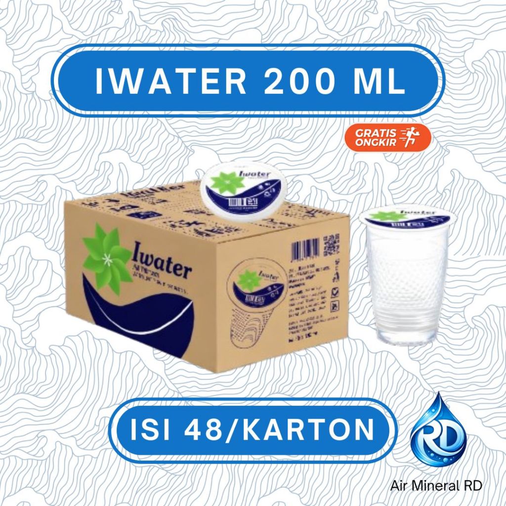 RD - IWATER Cup 200 ML 1 Dus - Isi 48 x 200 ML - Air Minum Mineral Botol