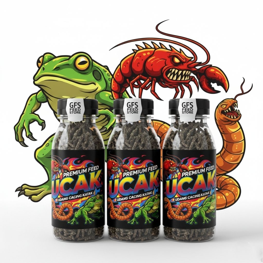 Pelet UCAK 50gr UDANG CACING KATAK Pakan Channa Auranti Maru Original GFS