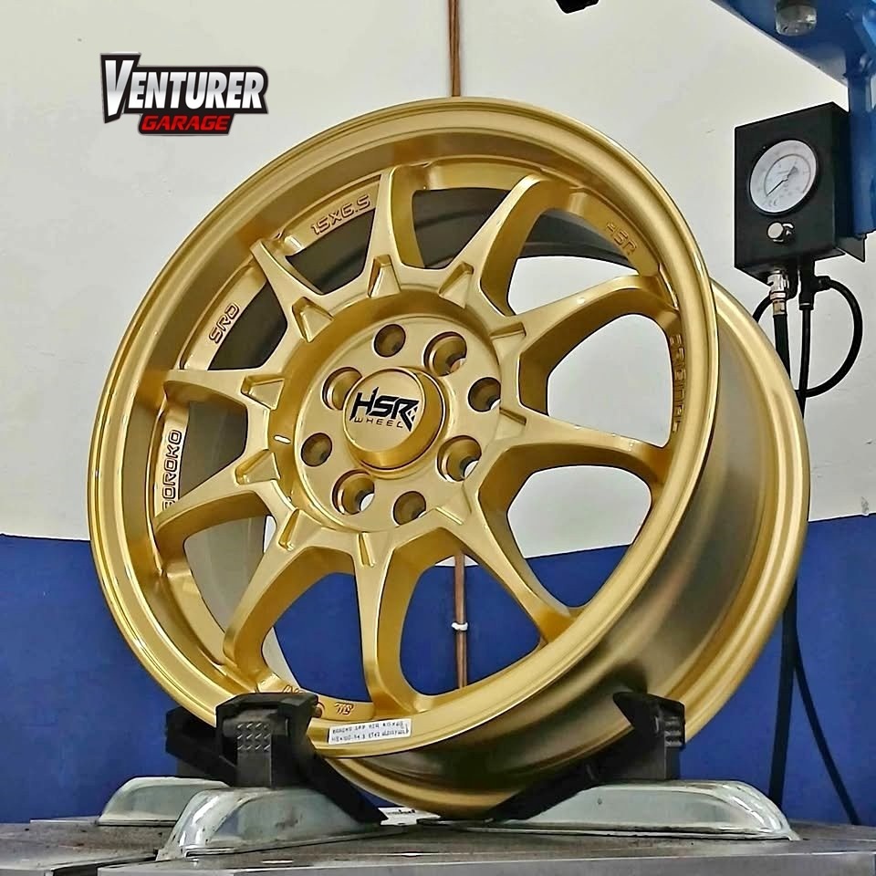 Velg mobil calya brio agya march baleno corolla ring 15 HSR boroko srd r15 warna gold surabaya