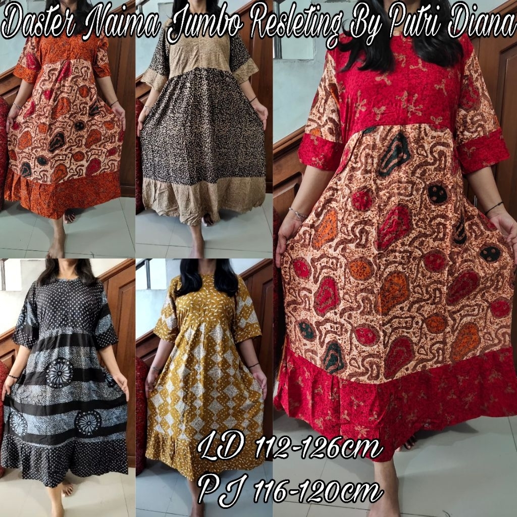 Daster Naima jumbo Resleting By Putri Diana