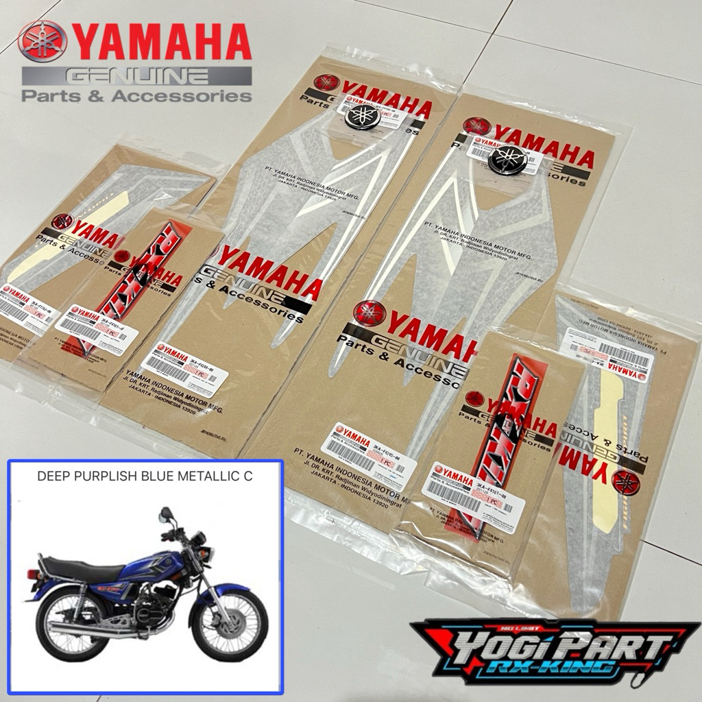 STRIPING + EMBLEM SET RX KING 2004 BIRU ORIGINAL YAMAHA GENUINE PART
