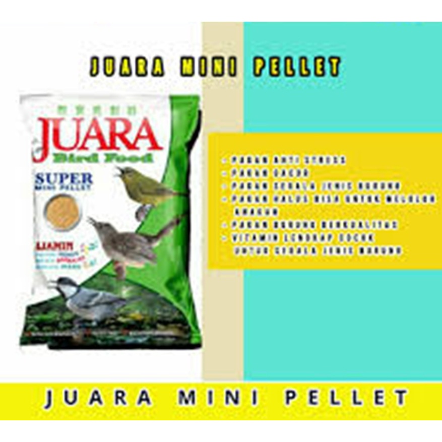 PAKAN JUARA BIRD FOOD SUPER MINI 250 GR PELLET WARNA COKLAT MURAH BERKUALITAS BURUNG PLECI PRENJAK T