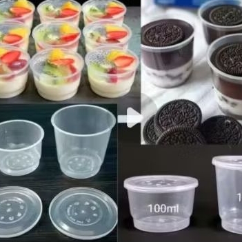25 pcs thinwall cup 100ml dan 150ml, cup puding tebal tutup rapat