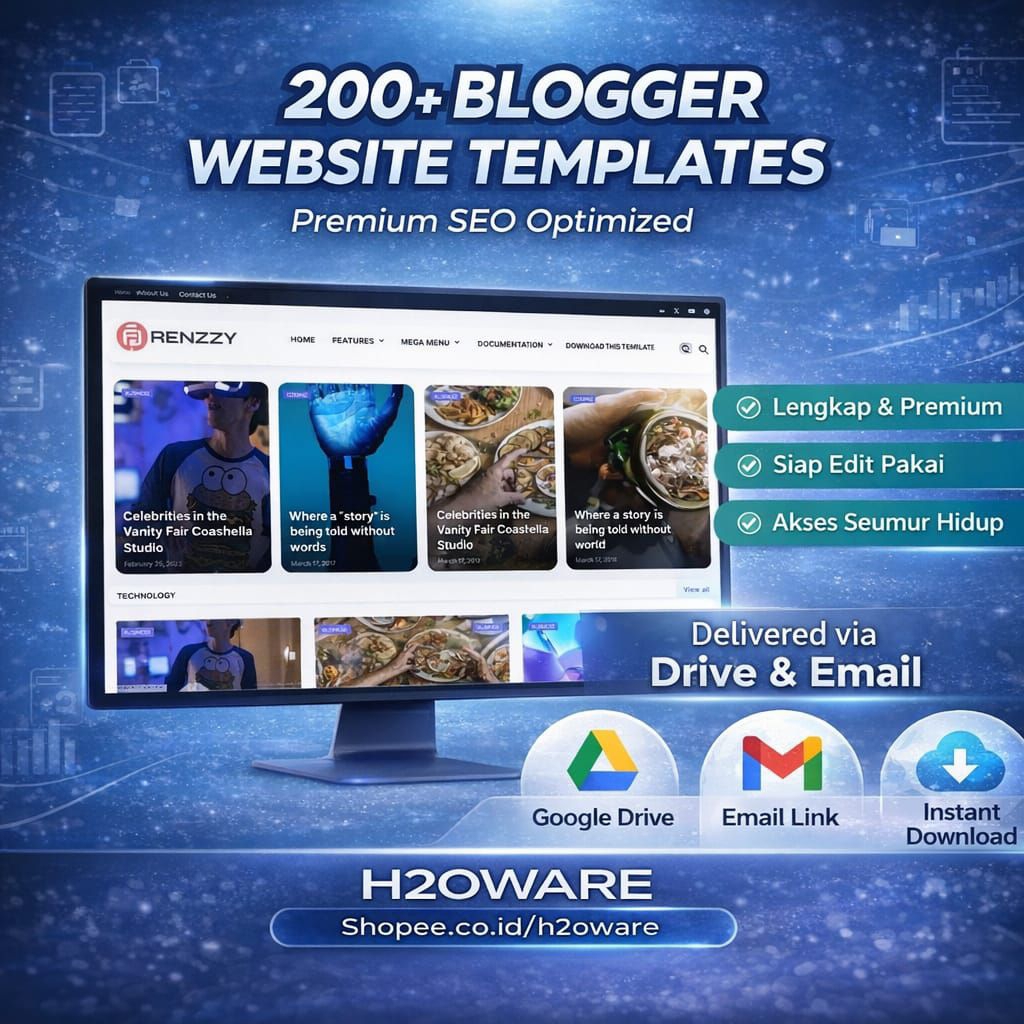Termurah 200+ Template Blogger Website Premium | Tema Blogspot Blog Artikel News Ramah SEO Berbagai 
