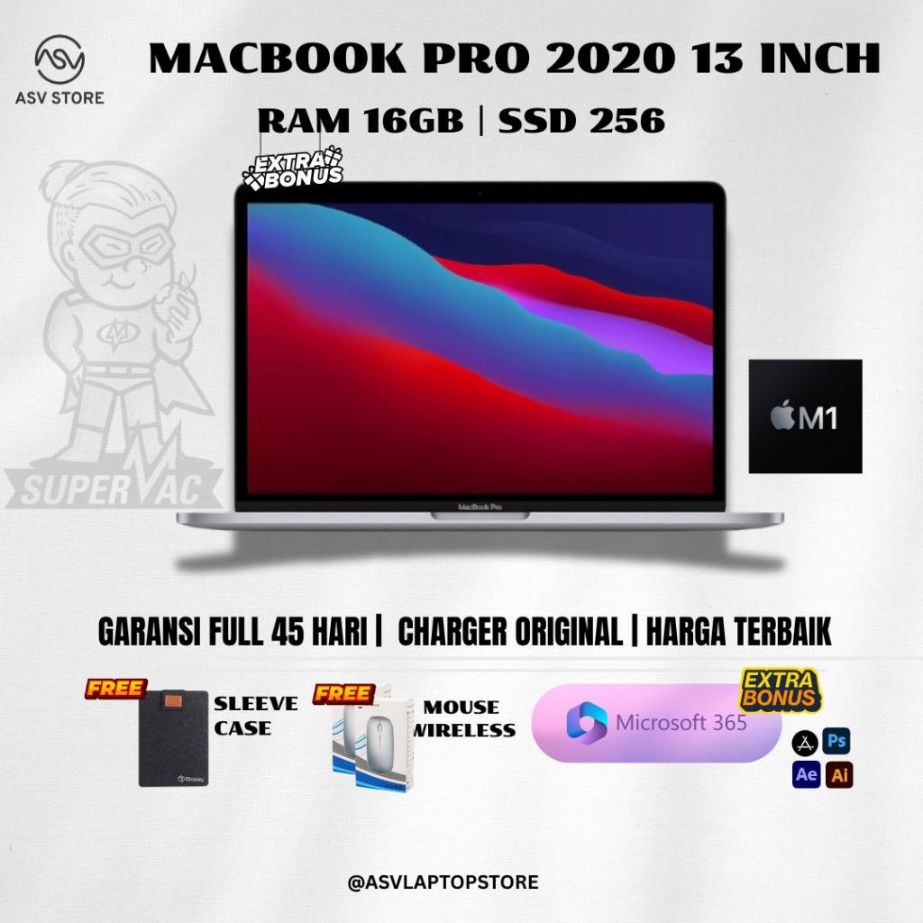MACBOOK PRO 2020 13 INCH M1 I7 CTO RAM 16GB SSD 1000GB 512GB RETINA LAPTOP APPLE MURAH ORIGINAL V 20