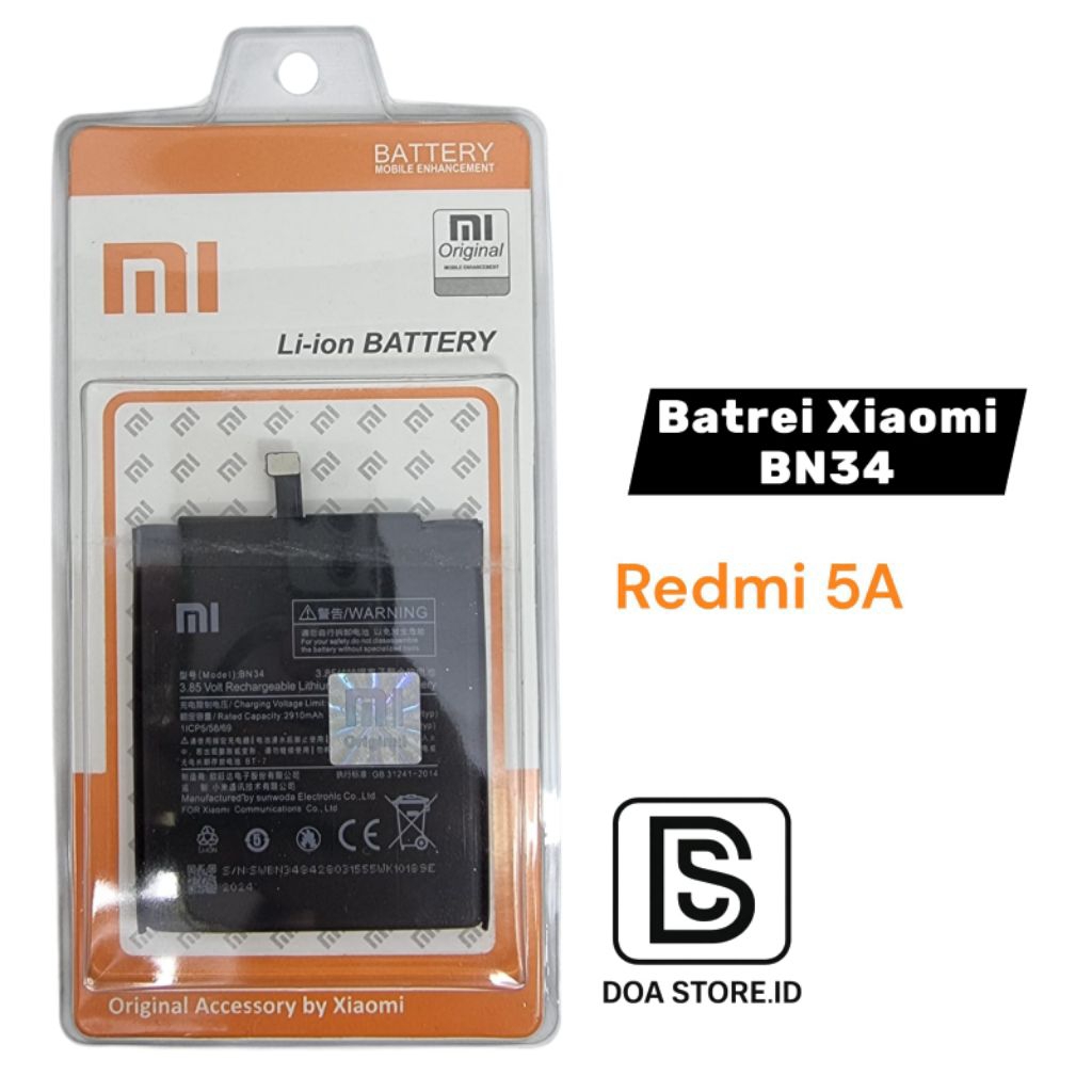 BATREI XIAOMI BN34 , BATREI XIAOMI REDMI 5A