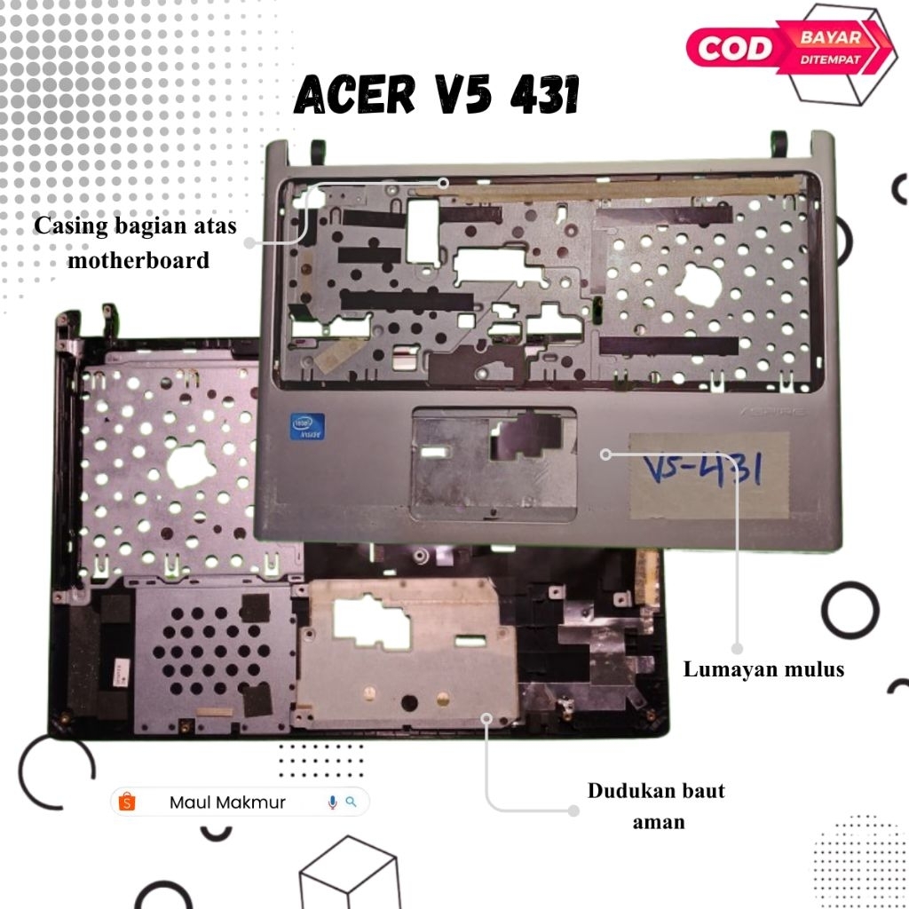 SECOND Casing Laptop Acer V5 431 | Casing C Bagian Atas Motherboard Laptop