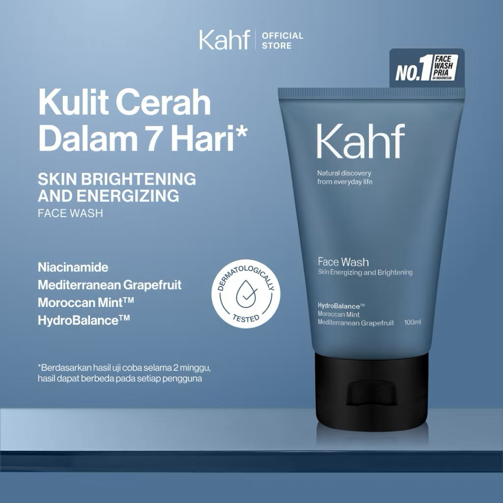 Kahf Face Wash Skin Energizing and Brightening 100 ml - Sabun Cuci Muka Pria Membantu Mencerahkan Wa